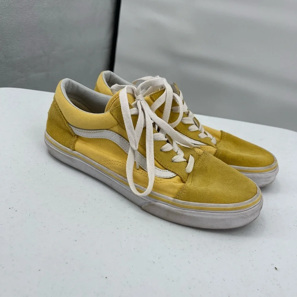 Vans yellow leather canvas skater sneakers